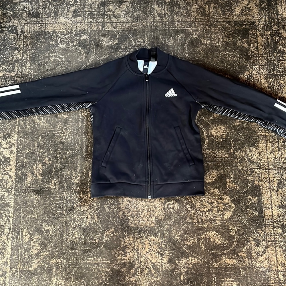 Adidas mesh jacket/black and white/Youth M